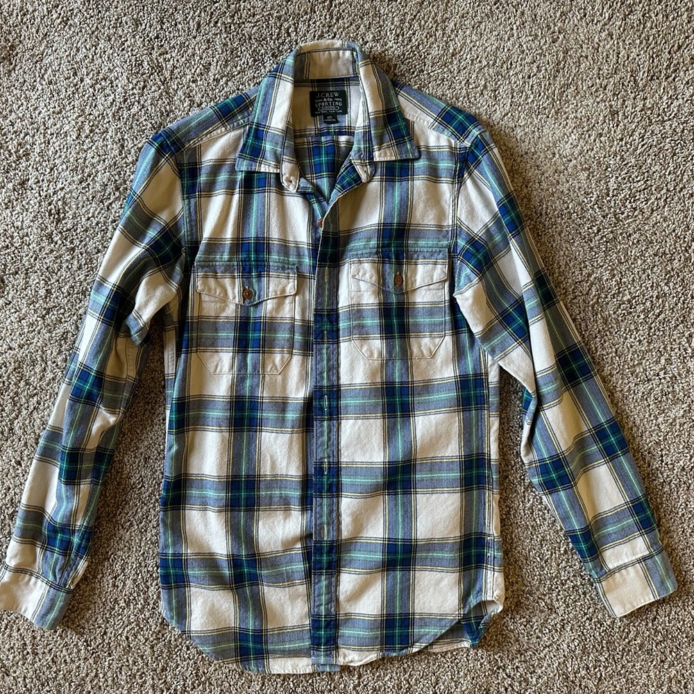 J. Crew Blue and Cream Plaid Casual Shirt